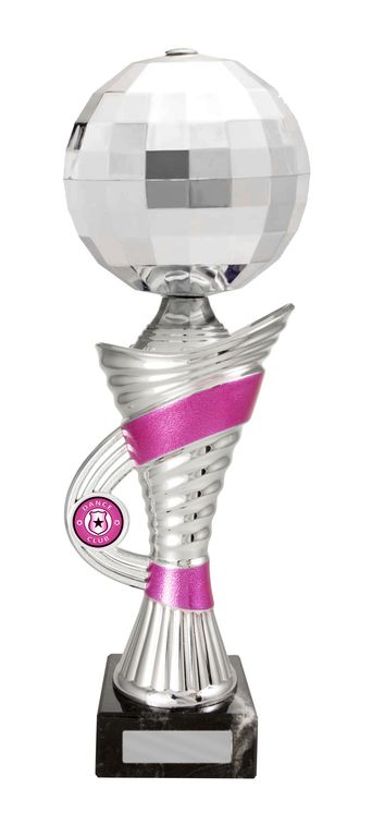 Silver/Pink Disco Ball Trophy with 25mm Centre